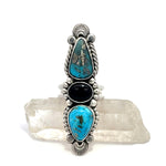 Turquoise Onyx Statement Ring Size 8.25