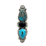 Turquoise Onyx Statement Ring Size 8.25