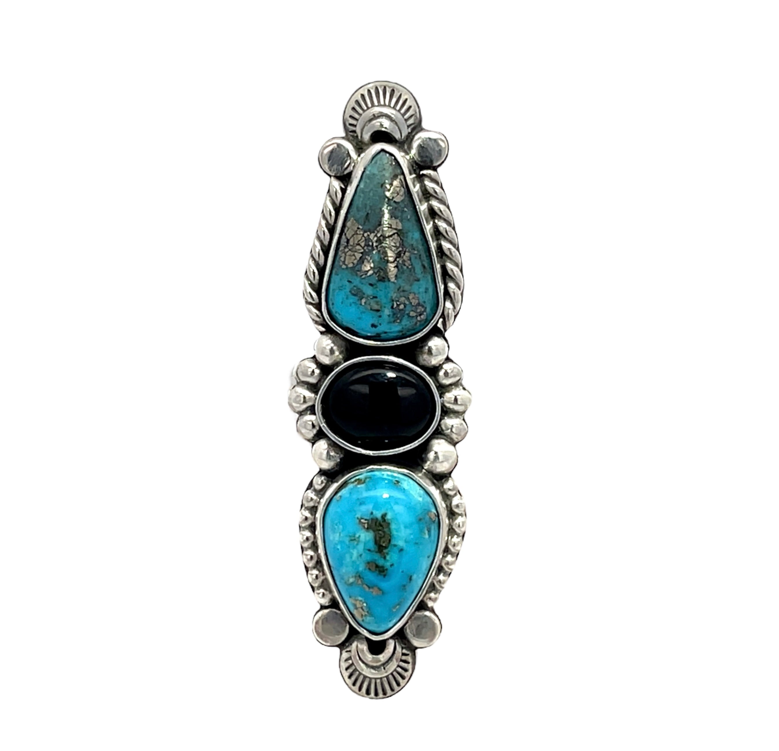 Turquoise Onyx Statement Ring Size 8.25