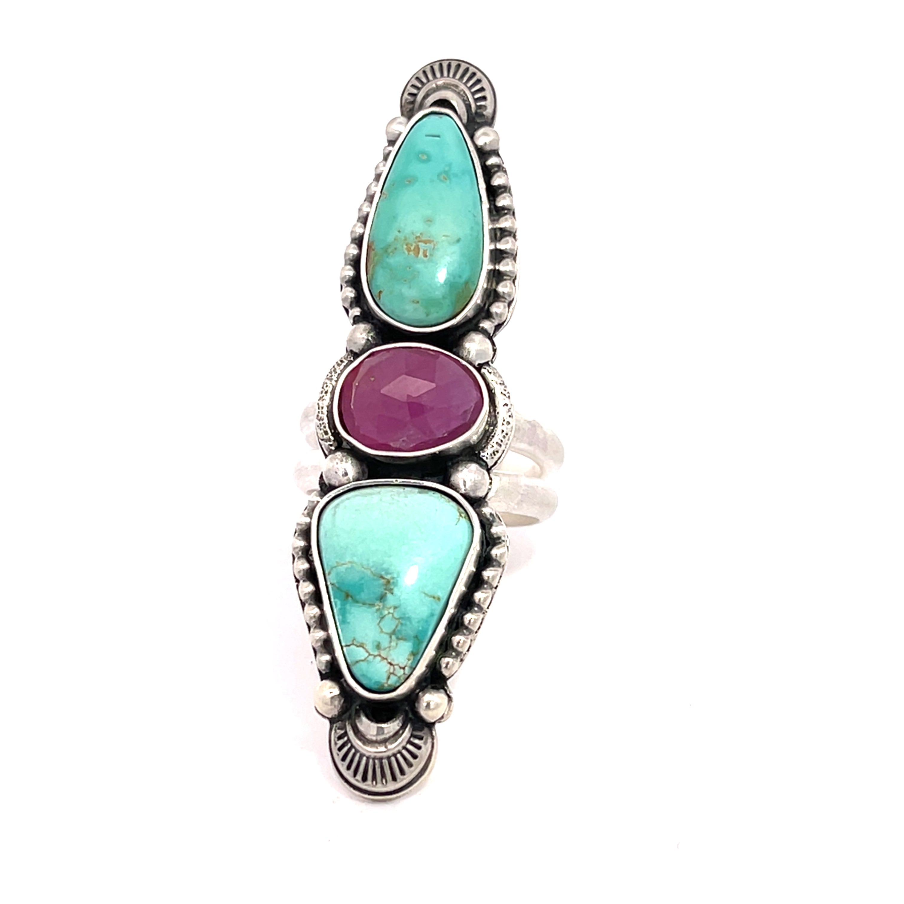 Turquoise Sapphire Statement Ring - Finished to Size