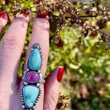 Turquoise Sapphire Statement Ring Size 7.25
