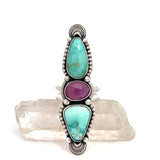 Turquoise Sapphire Statement Ring Size 7.25