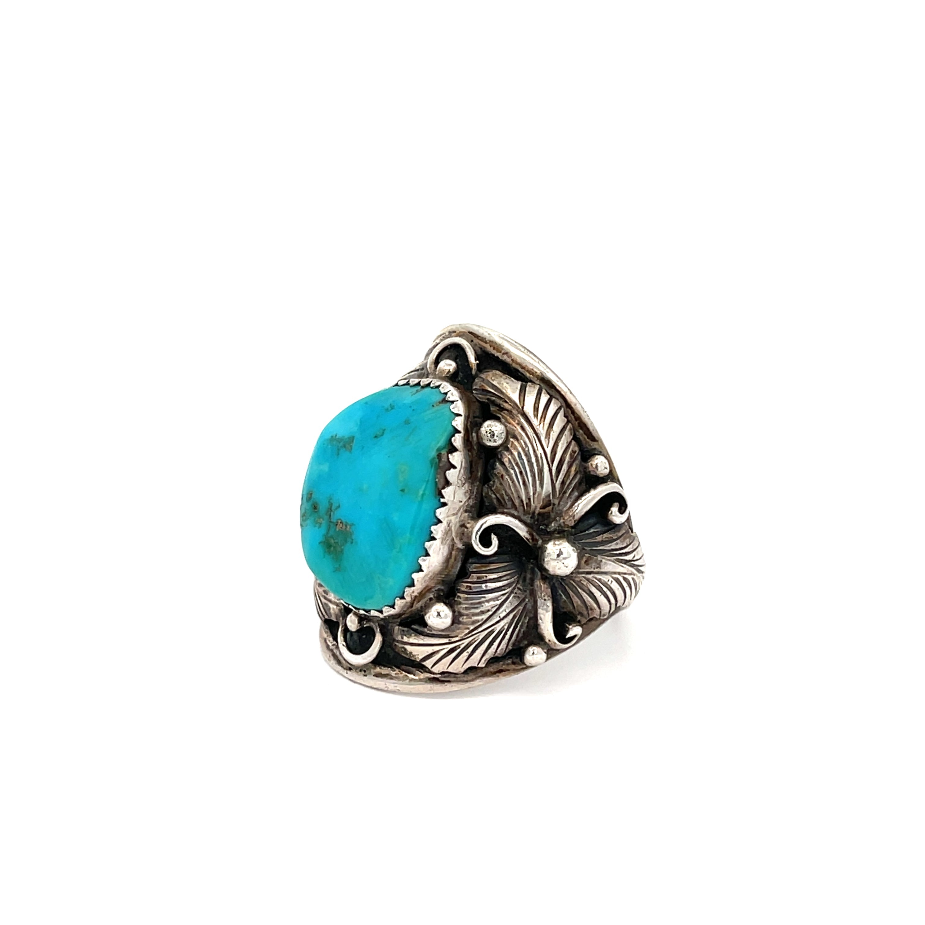 Turquoise Shield Ring Size 10.5