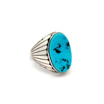 Turquoise Shield Ring Size 13.25-Silver Raven Studio