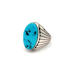 Turquoise Shield Ring Size 13.25-Silver Raven Studio