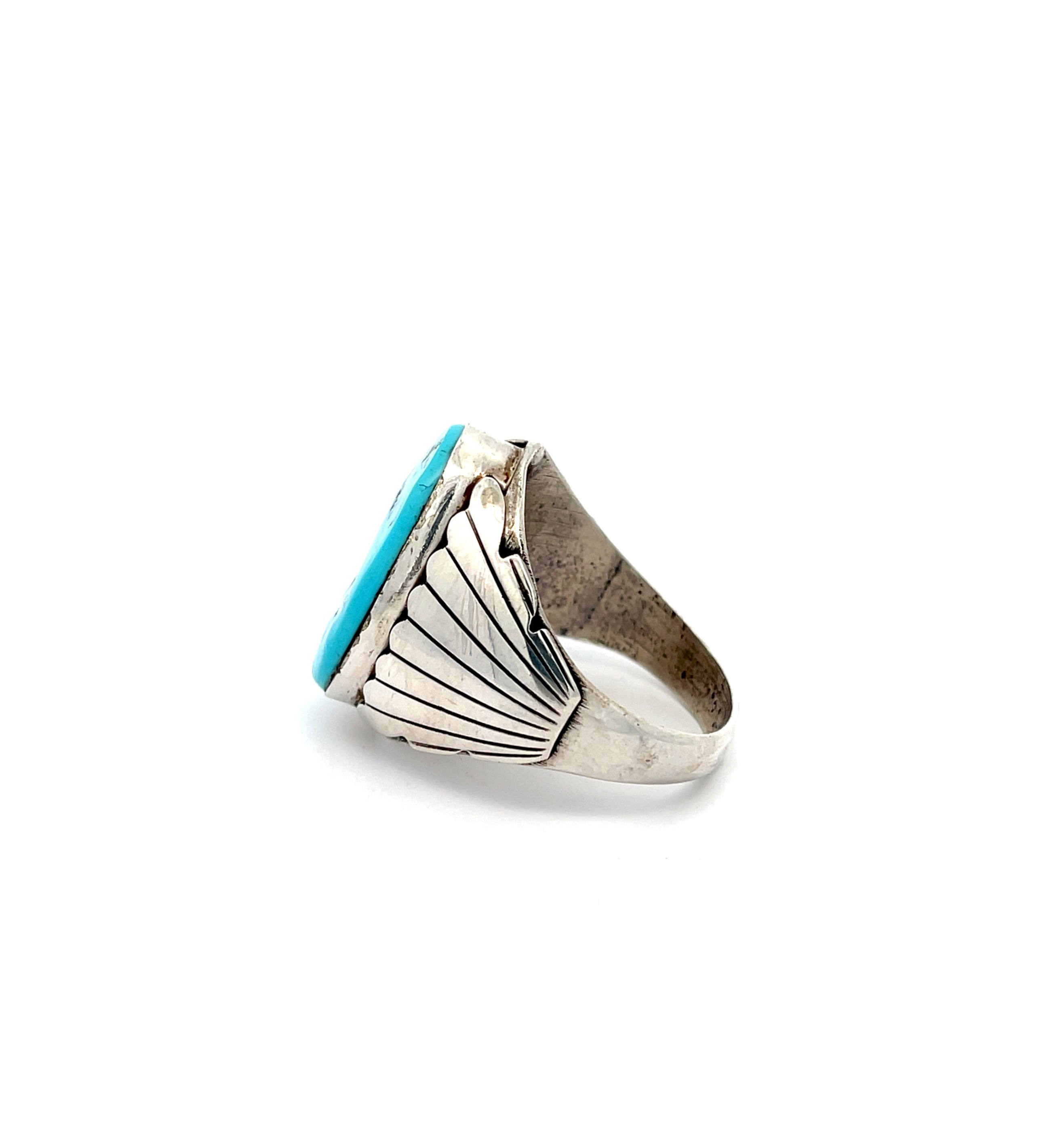 Turquoise Shield Ring Size 13.25-Silver Raven Studio