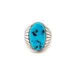 Turquoise Shield Ring Size 13.25-Silver Raven Studio