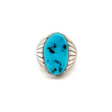 Turquoise Shield Ring Size 13.25-Silver Raven Studio