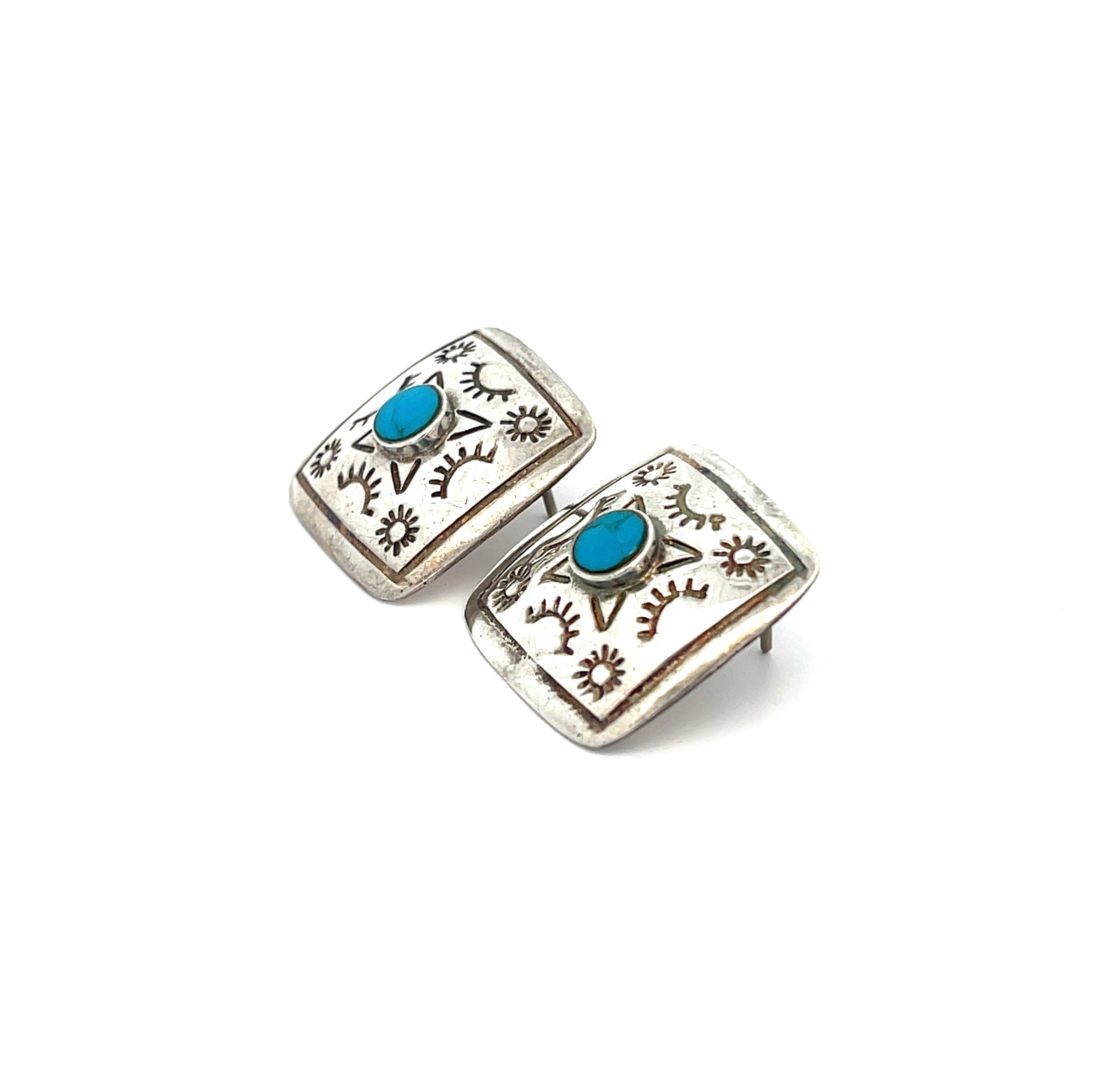 Turquoise Stamped Earrings