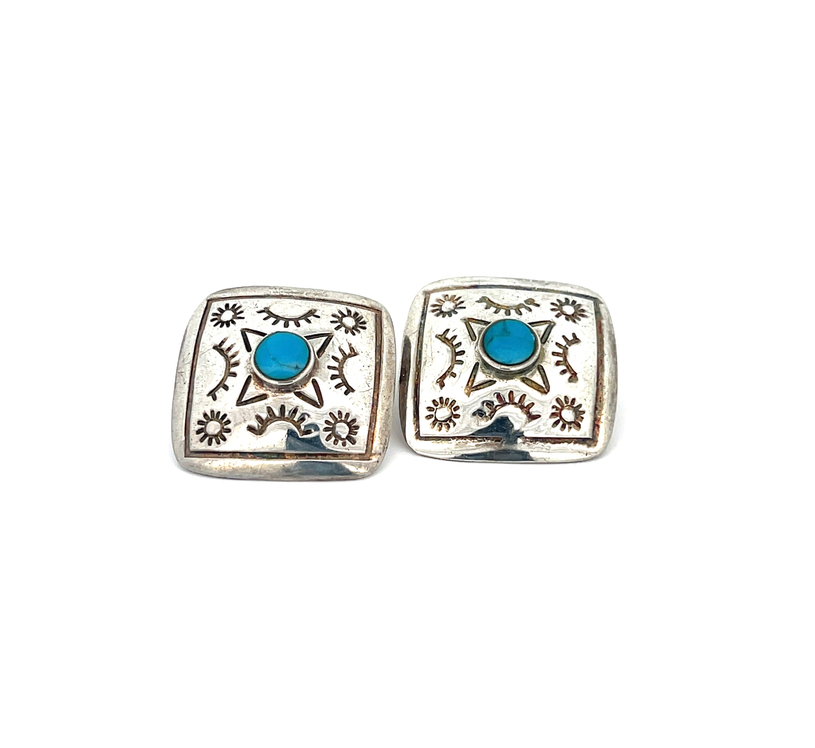 Turquoise Stamped Earrings