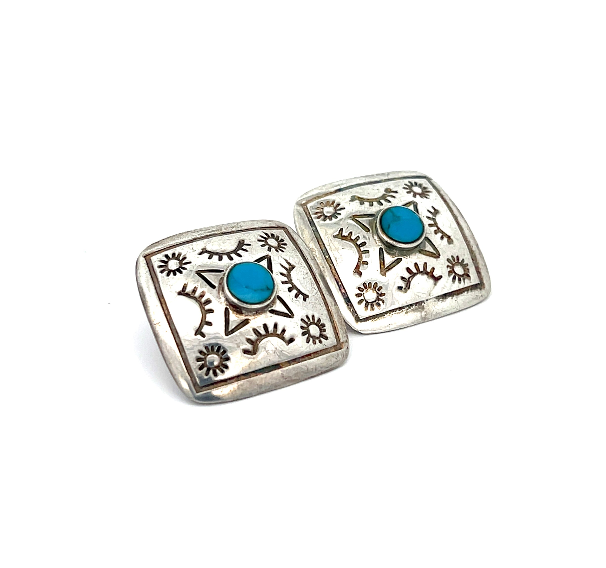 Turquoise Stamped Earrings