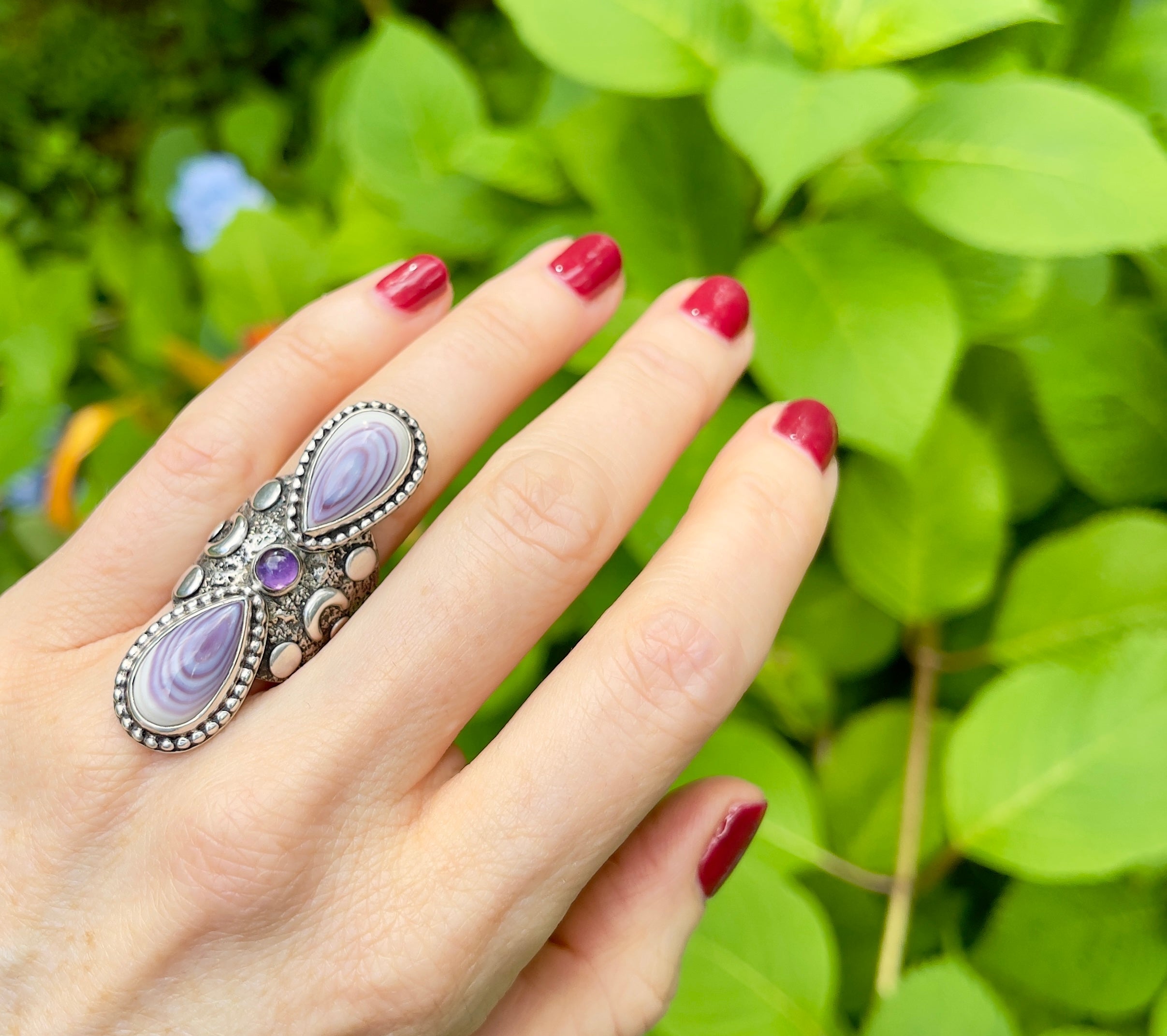 Wampum Amethyst Priestess Ring Size 7