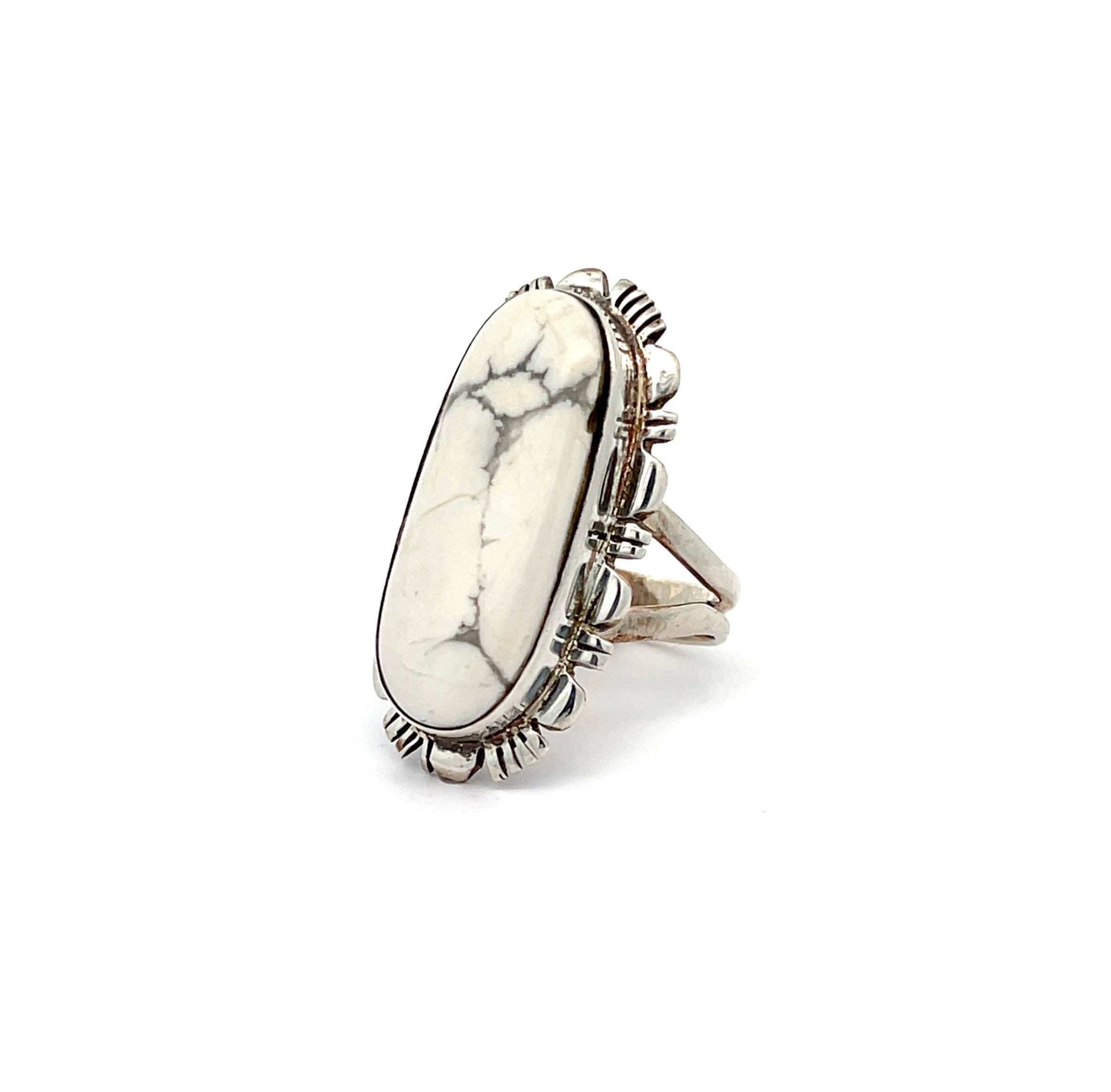 White Howlite Ring Size 6